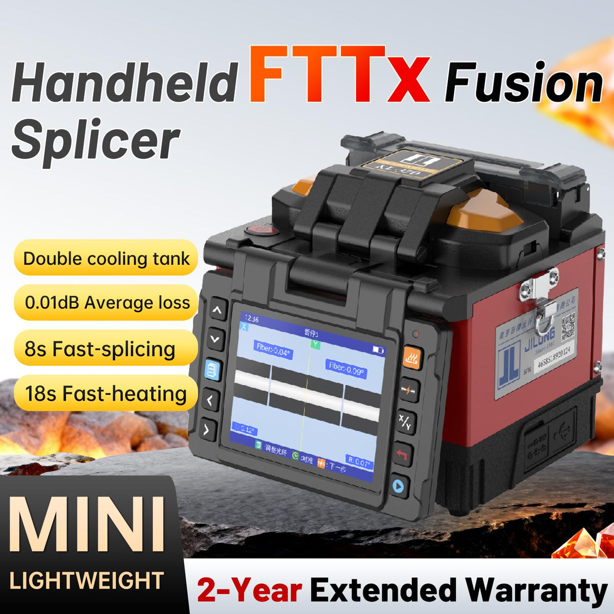 370 FTTH Fiber Optic Fusion Splicer with 3.5-inch Touch Screen, Optical Fiber Fusion Splicer Kit Features 7s Splicing and 18s Heating Épliiste Fusion