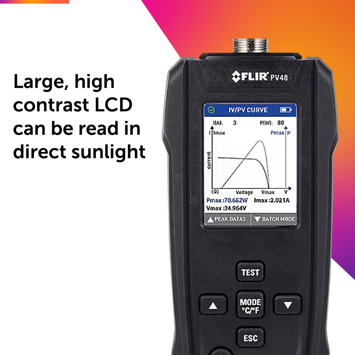 FLIR PV48 - Solar Panel Tester and I-V Curve Tracer with Temperature Measurements - Designed to Assess The Maximum Power and Efficiency of Solar Panels