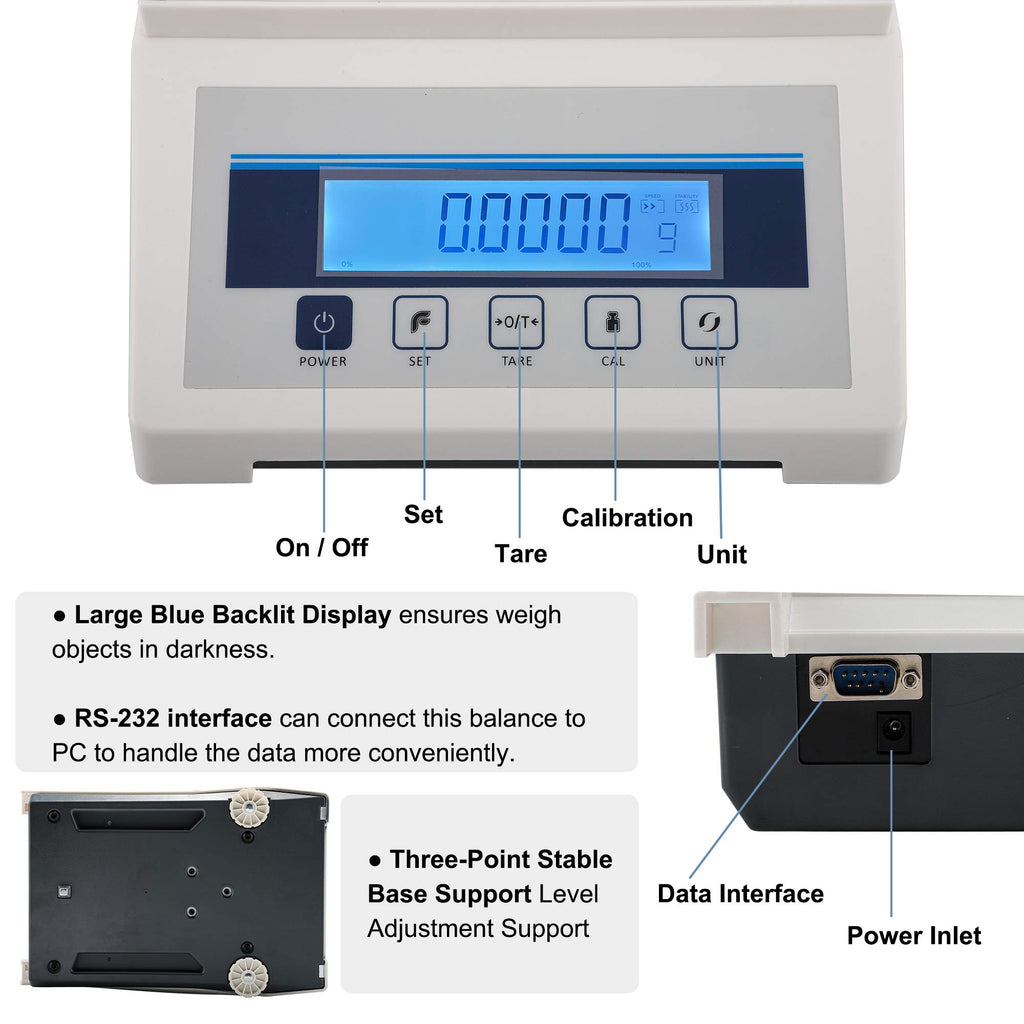 Electronic Analytical Balance 220g/0.1mg Precise Digital Scale 0.0001g for Lab Pharmacy Chemical Plant Jewelry Store (220g 0.1mg)
