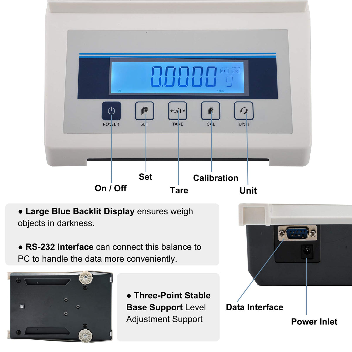 Electronic Analytical Balance 220g/0.1mg Precise Digital Scale 0.0001g for Lab Pharmacy Chemical Plant Jewelry Store (220g 0.1mg)