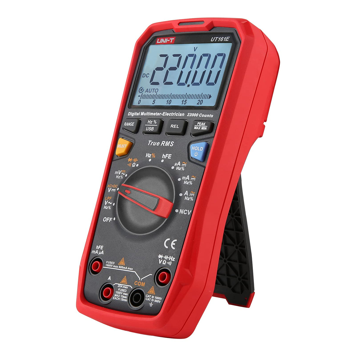 UNI-T UT161E 1000V 20A Digital Multimeter 22000 Counts Display NCV hFE Auto Range True RMS AC/DC Voltage Current Resistance Capacitance Tester Meter