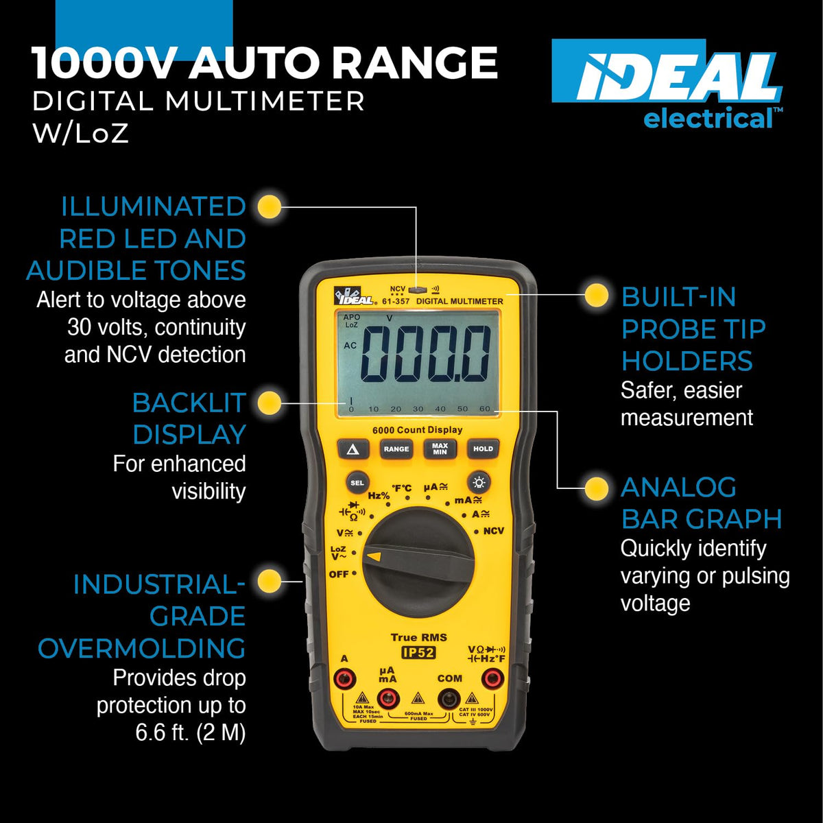 Ideal Electrical 61-357 1000V AC/DC Multimeter