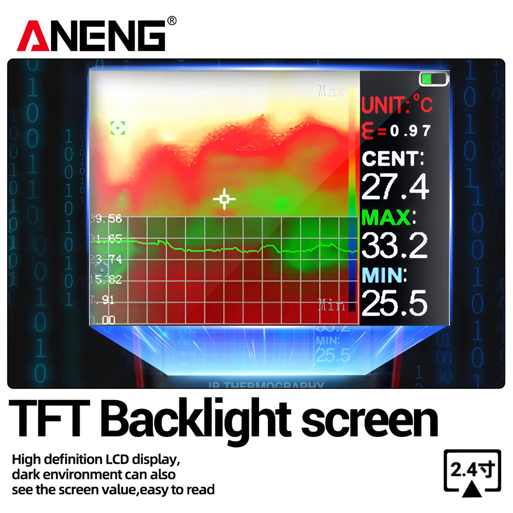 Thermal Imaging Multimeter 240×240 IR Resolution 96×96 IR Sensor-20°C~150°C Temperature Range,2.4" TFT Display or Repair(AR02)