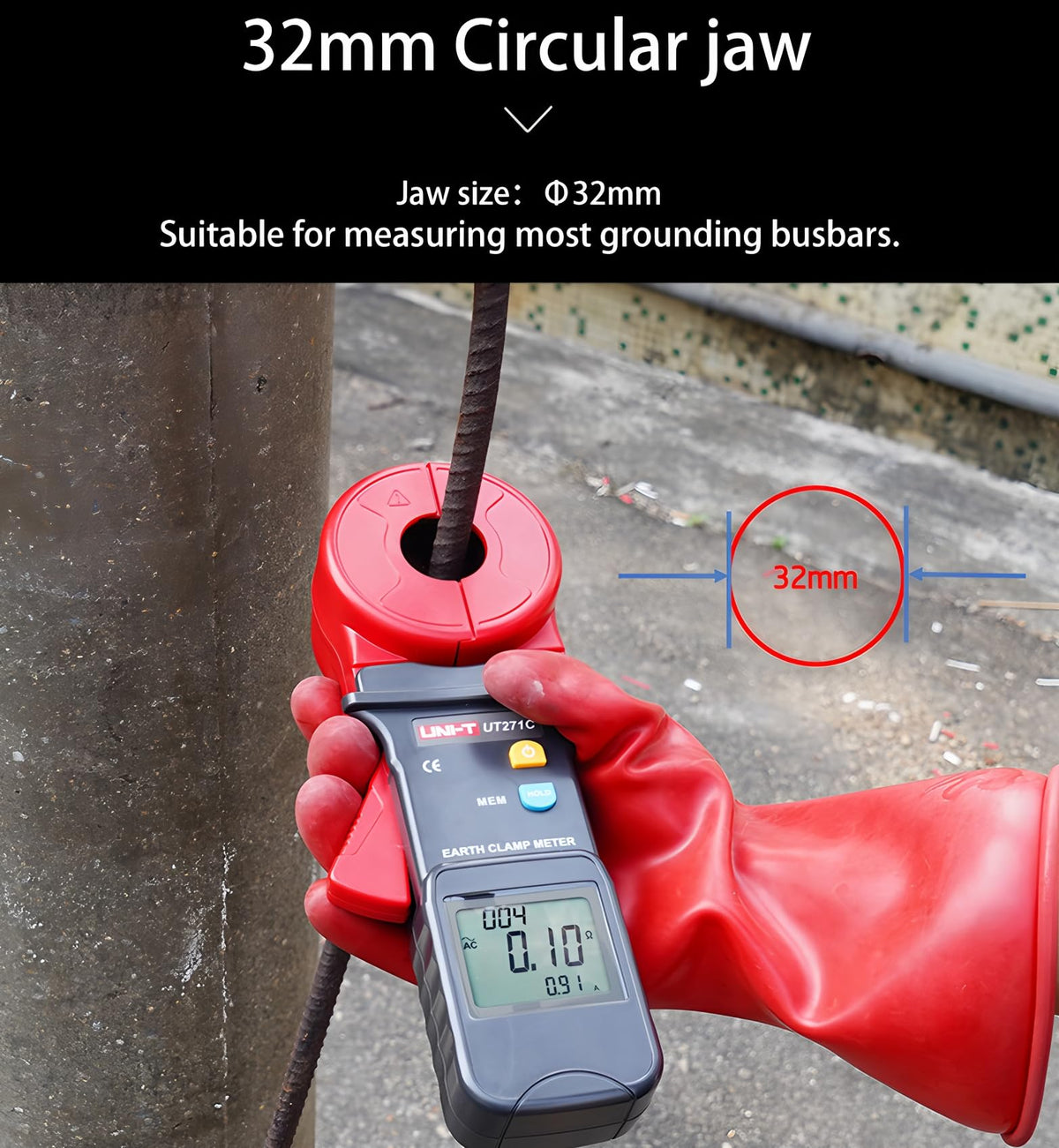 UNI-T UT271A UT271B UT271C Ground Resistance Tester Clamp Ammeter AC Leakage Current Clamp Meter Data Storage(UT271A)