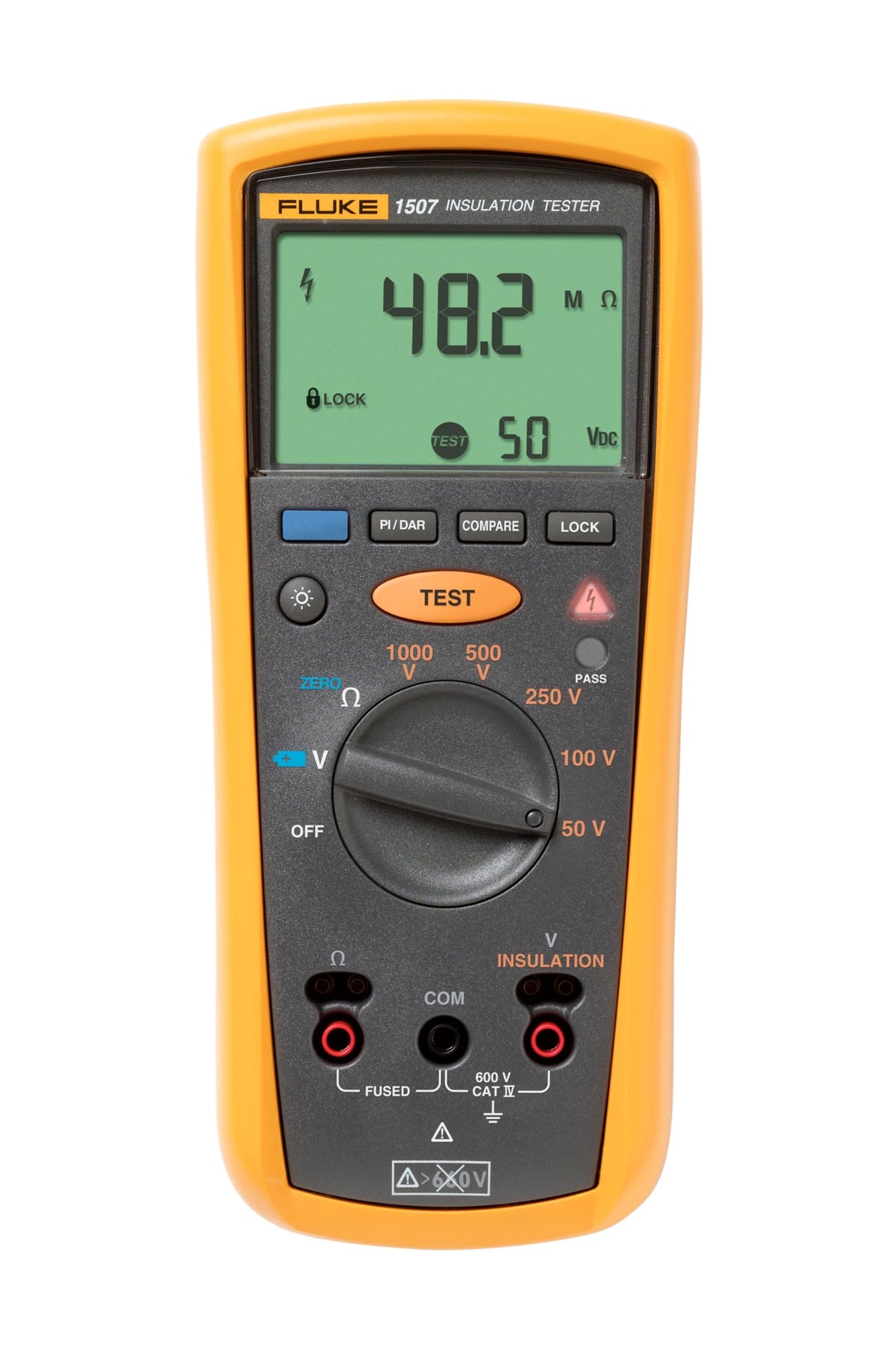 Fluke 1507 Digital Megohmmeter Resistance Tester for Advanced Industrial and Electrical Testing, Test Voltages: 50V, 100V, 250V, 500V, 1000V