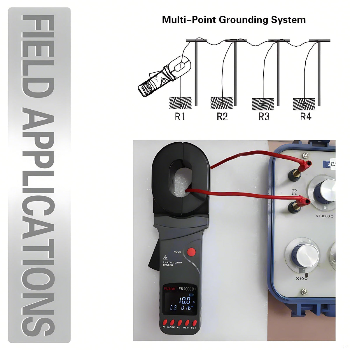 FR2000B+ Explosion-Proof FR2000+ FR2000A+ FR2000C+ Ground Earth Resistance Meter 1200Ω Current 20A Current Leackage Tester Ground Pile Type Clamp Earth Resistance Tester(FR2000C+)