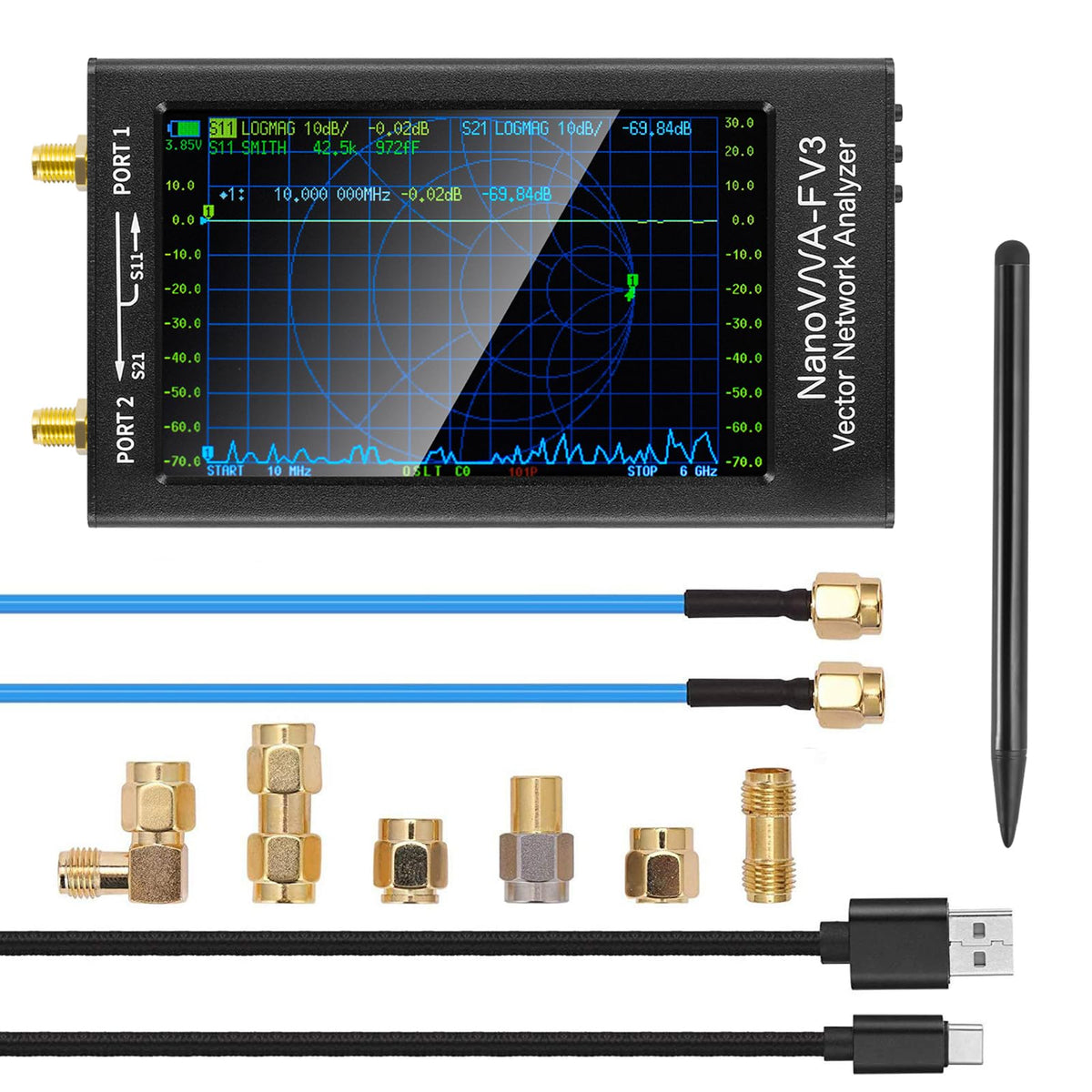 SV4401A NanoVNA Vector Network Analyzer 7" IPS Touchscreen 50kHz-4.4GHz