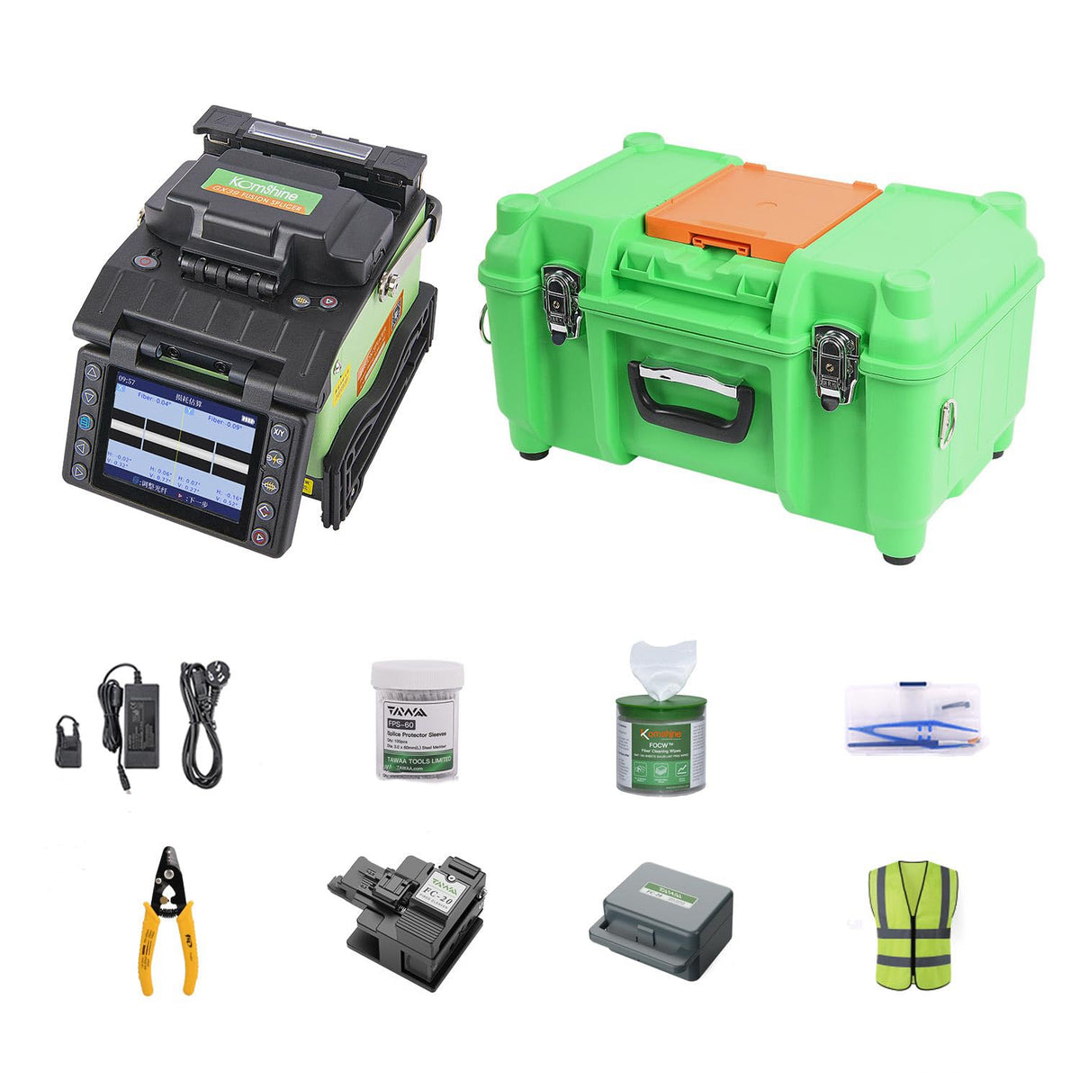 GX39 Fiber Fusion Splicer 9s Splicing & Heating 320 Times Low Loss Splicing 3-in-1 Fiber Holder 5200mAh Battery Fusionadora Fibra Optica Soudeuse Fibre Optique FTTH Tools w/Cleaver