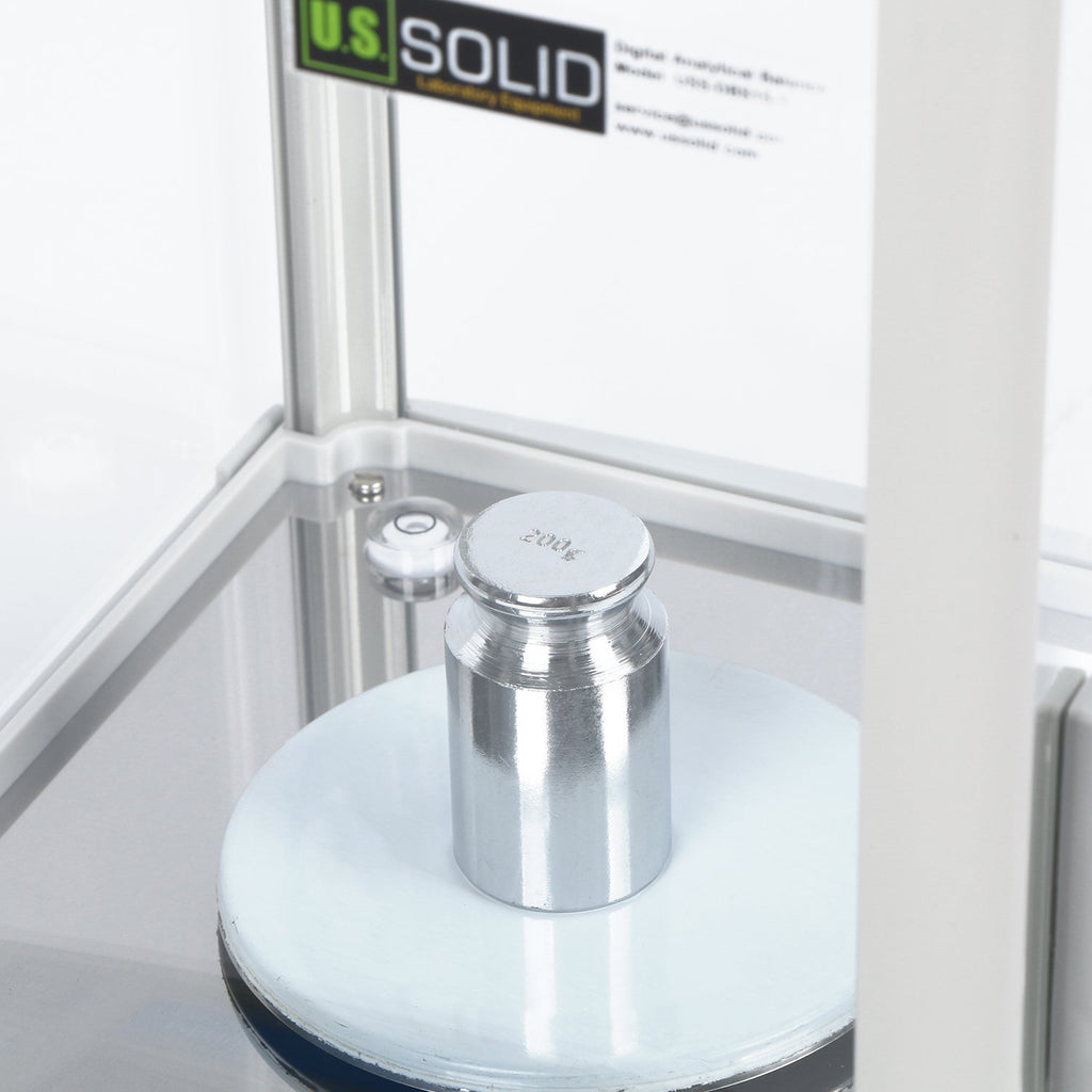 U.S. Solid Analytical Balance, 500g x 0.001g/1mg High Precision Lab Scale, Digital Balance - 5 Weighing Units, Glass Draftshield, RS232 Interface & Piece Counting, 200g Calibration Weight
