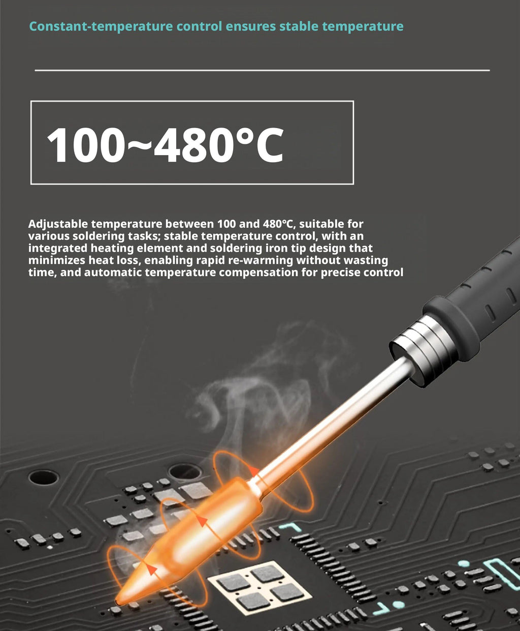 WEMON T470 400W High Power Soldering Station high Frequency Industrial Intelligent Soldering Iron Support T210 T245 Handle(T470-245+3Tips)