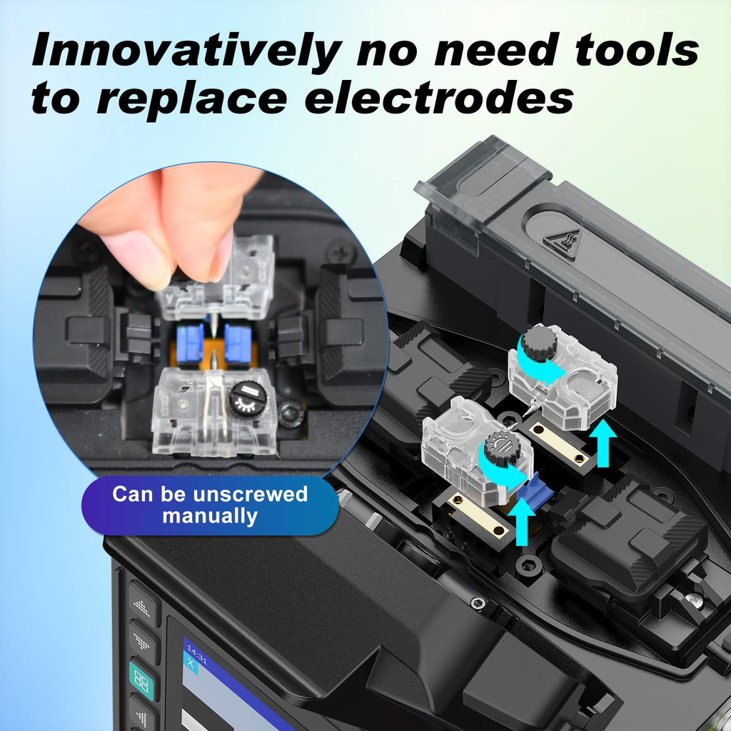EX39 Core Alignment Fiber Fusion Splicer with 3.5" Digital LCD Screen, Auto Empalmador de Fusión de Fibra Kit 8S Splicing with 3 in 1 Cable Holder,+Optical Power Meter