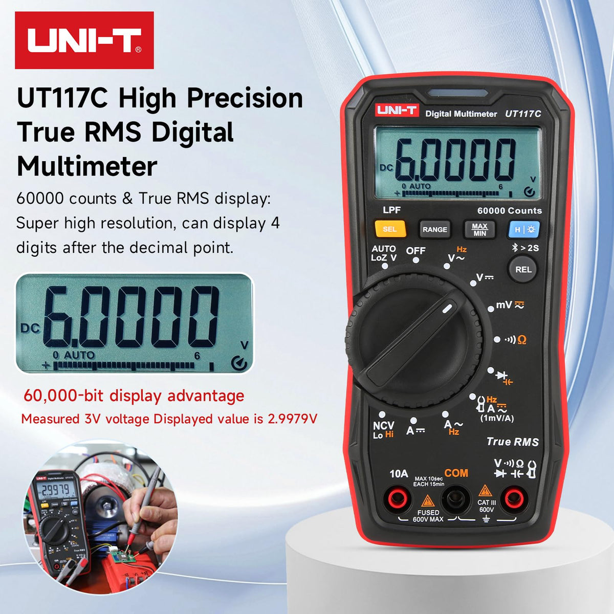 UNI-T UT117C Digital Multimeter 60000 Counts True RMS Bluetooth NCV LPF