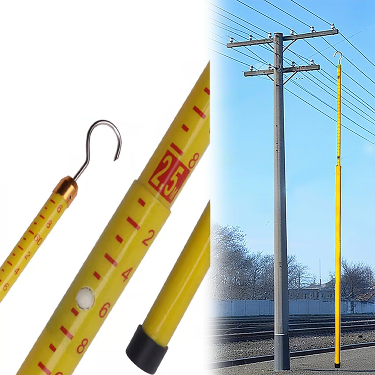 Adjustable Telescopic Measuring Stick - 6-18M Lengths, Distance Measurement Tool for Trees, Wires & Ceilings - Accurate Height Measurement (39.4ft)