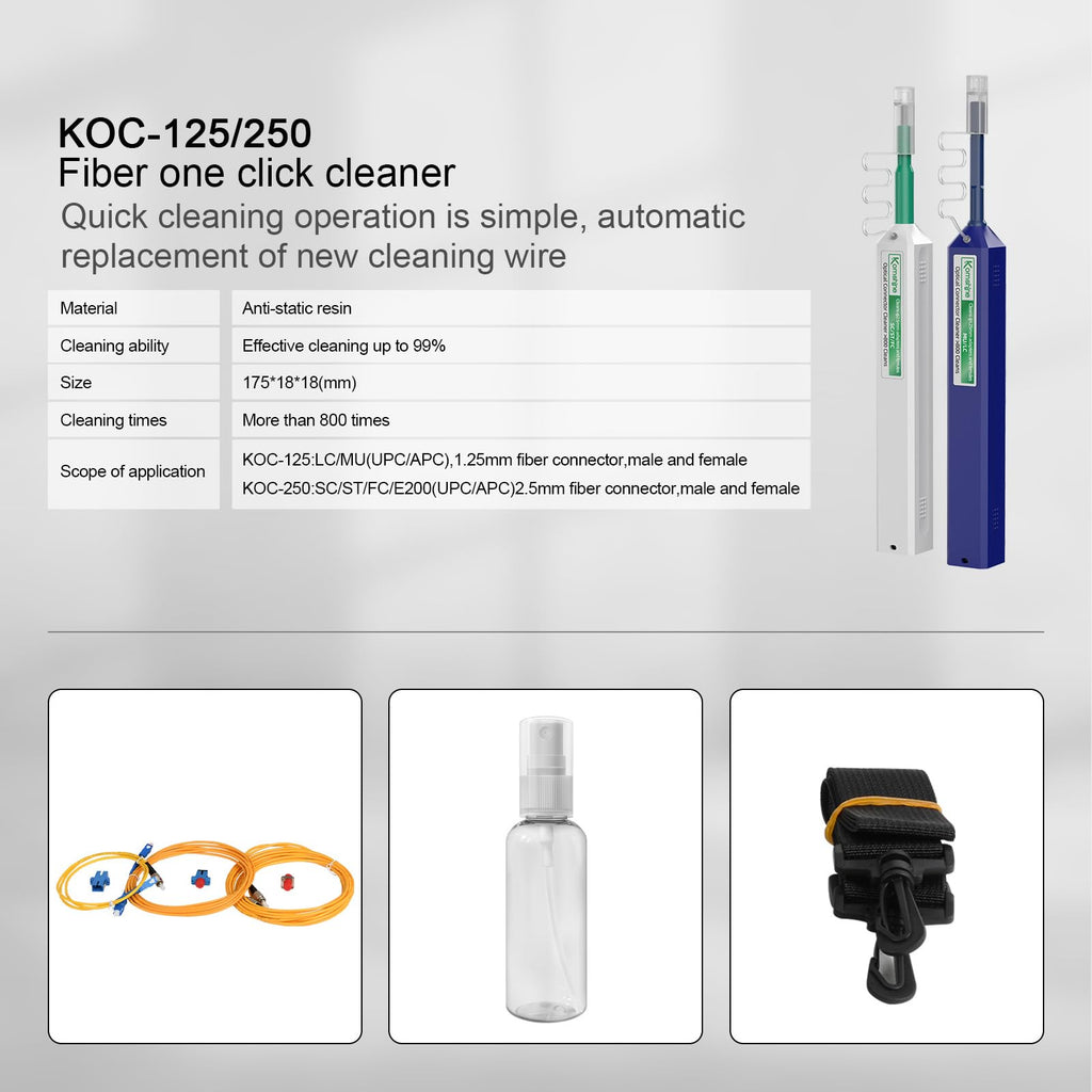 Fiber Optic Termination Kit FTTH Loss Kit JLT-15D +Optical Power Meter with RJ45 Network Testing (-70~+10dB) +1310/1550nm SM Fiber Light Source+200X Magnification Microscope+Cleaning Tools