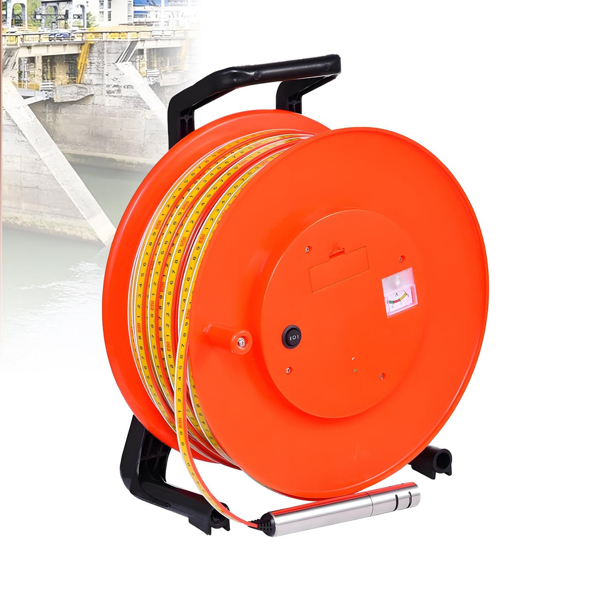 Water Level Meter with 30m Cable Reel, Stainless Steel Probe for Accurate Groundwater & Well Depth Measurement, Essential Liquid Level Tool for Home & Industrial Use
