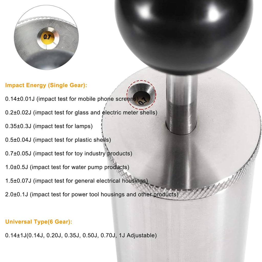 Spring Hammer Impact Tester, Universal Strength Testing Tool with 6 Impact Levels for Electrical Products, Mechanical Tester, Multiple Energy Levels (0.7J)