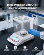 VEVOR Analytical Balance, 220 g x 0.1 mg, 0.0001 g High Precision Accuracy Lab Scale, g/oz/ct/mg 4 Units Electronic Digital Analytical Balance with Glass Draft Shield, for Laboratory Jewelry Pharmacy