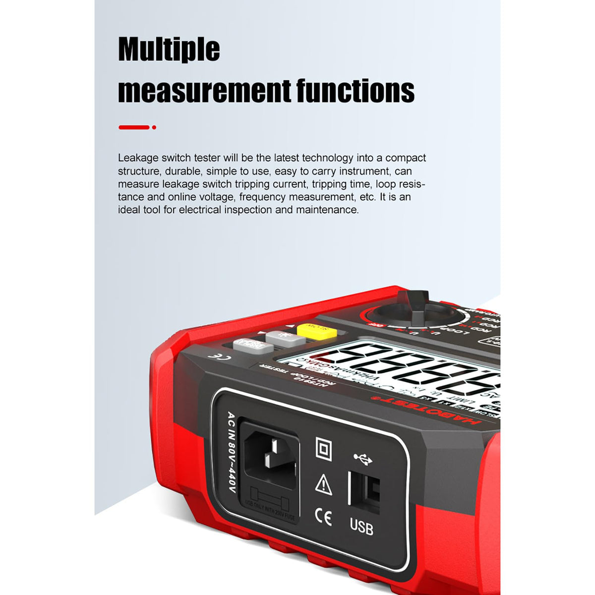 Insulation Resistance Multi Tester, 250v-2500v Digital Insulation Resistance Tester 1mω-200gω Megohm, Auto Range, 2000 Counts, LCD Display, 10v~600v Ac/Dc Voltmeter, with 100 Data Storage