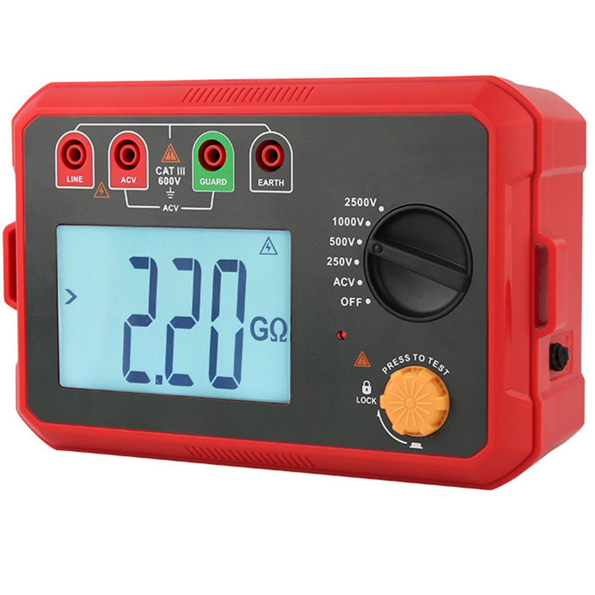 High Precision Insulation Resistance Tester, 500V to 2500V Voltage Measurement, Backlit Display, Auto Power-Off, Ideal for Electrical Equipment Testing