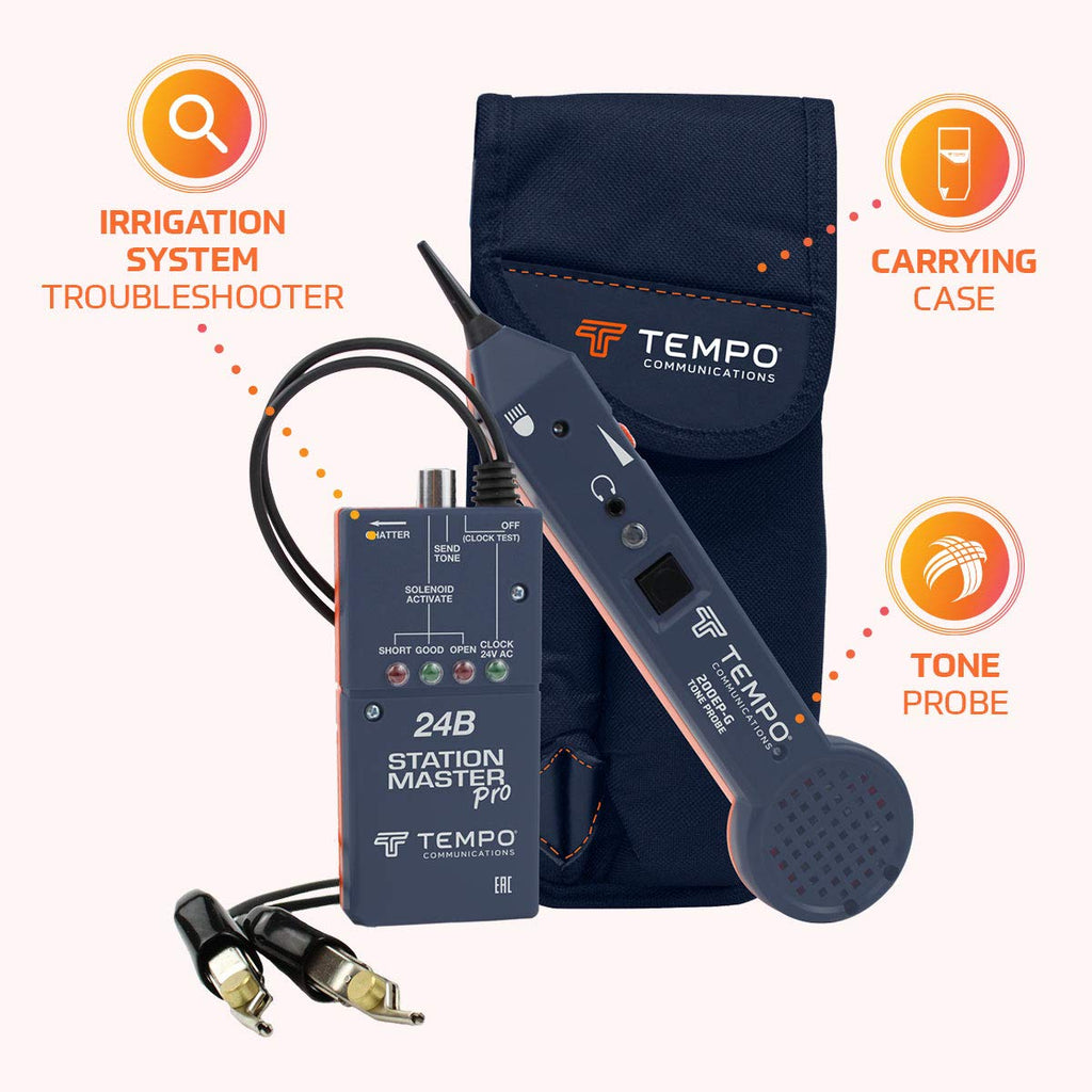 TEMPO Station Master Pro Sprinkler Valve Tester and Activator | Activate Solenoids, Chatter Solenoids, Send Tone, Locate Valve Boxes (Pro Grade Model) (24BK)