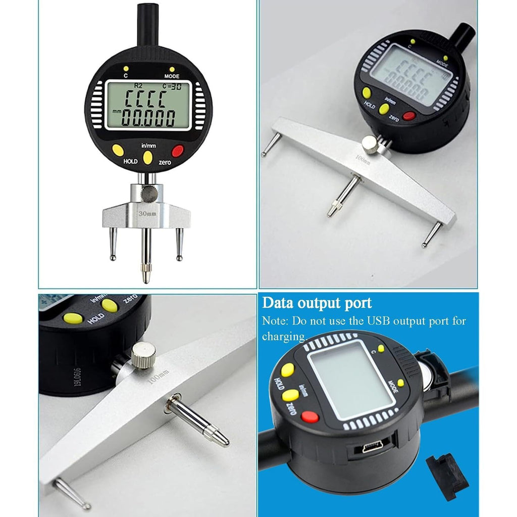 Radius Indicator Measurement Tool, Measuring Range 0-12.7mm, with 5 Measuring Jaw, Electronic Inside and Outside Radius Gage, for Mechanical Parts