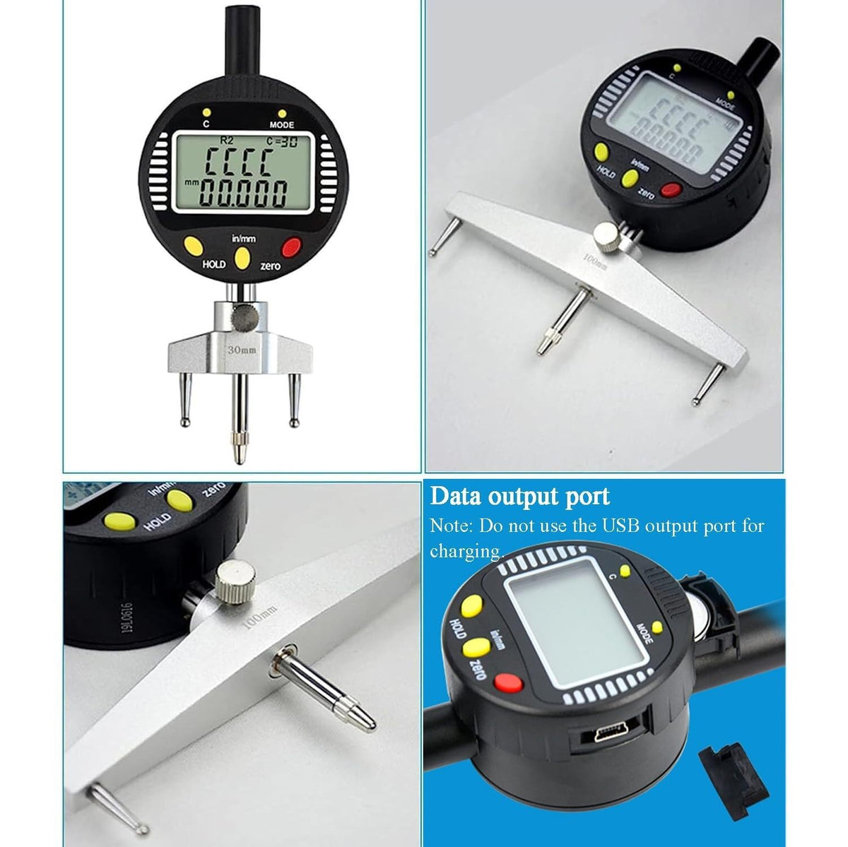 Radius Indicator Measurement Tool, Measuring Range 0-12.7mm, with 5 Measuring Jaw, Electronic Inside and Outside Radius Gage, for Mechanical Parts