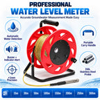 Water Level Meter Groundwater Depth Measurer with LED & Buzzer Alarm,316 Probe,15~300m Steel Tape for Wells, Boreholes, Reservoirs - Industrial & Agricultural 30m-98ft