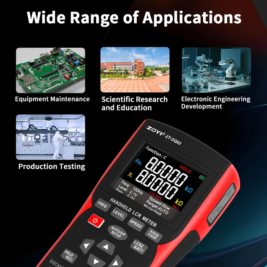 LCR Meter Handheld Digital Bridge Battery Internal Resistance Tester DQ02-2-in-1 High-Precision Capacitance and Battery Tester(DQ02 KitII)
