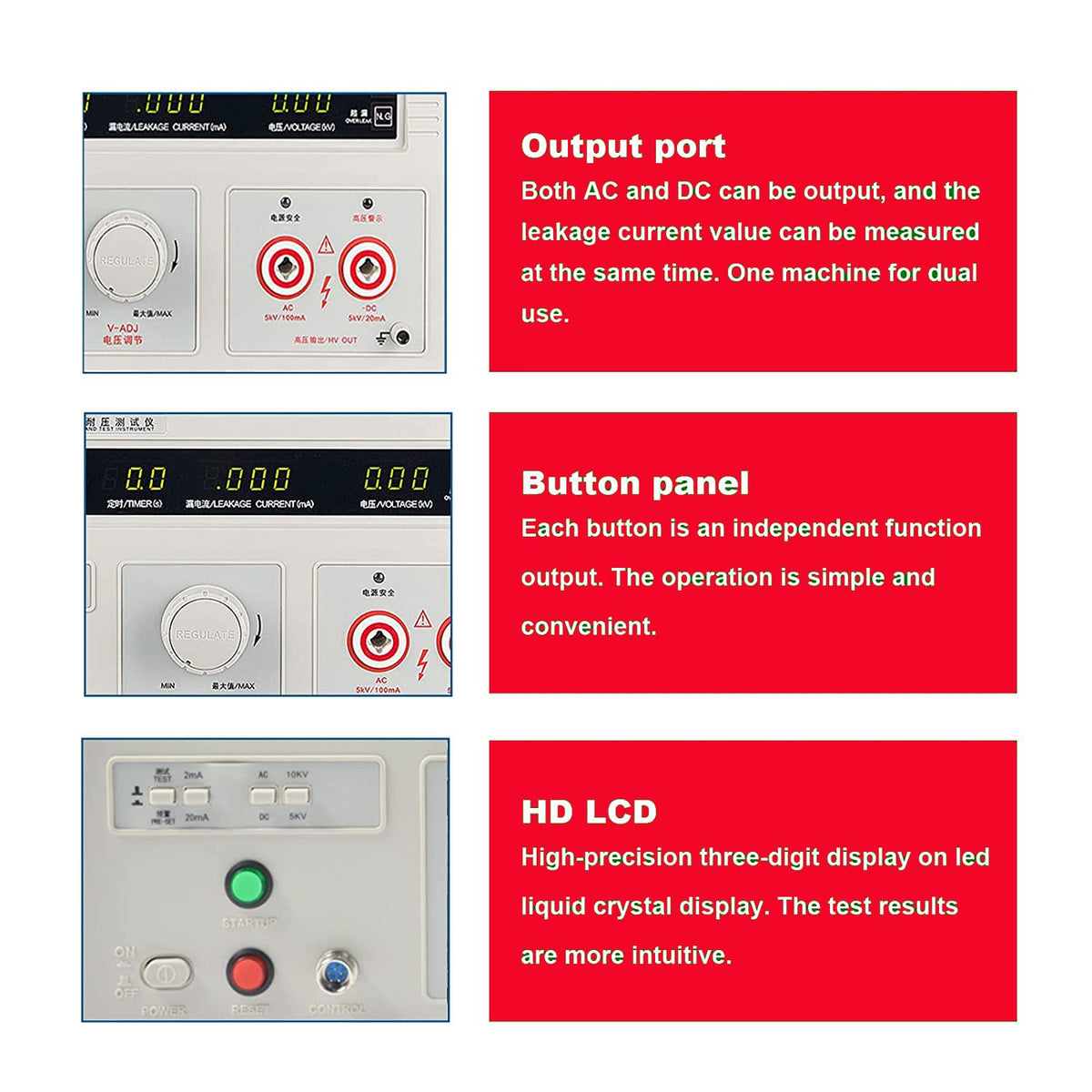 INTSUPERMAI Withstand Hi-Pot Tester Insulation Resistance Tester AC/DC 100VA 5KV Test Instruments with Memory Group Digital Display