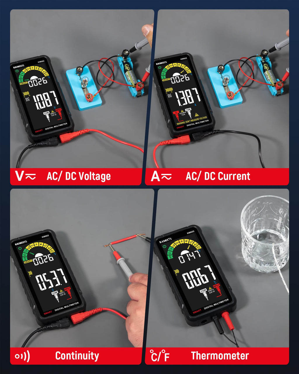 KAIWEETS KE1000 Megohmmeter Insulation Resistance Tester Up to 100GΩ and KAIWEETS KM602 Smart Multimeter Rechargeable Electrical Tester with Auto Ranging Digital Voltmeter