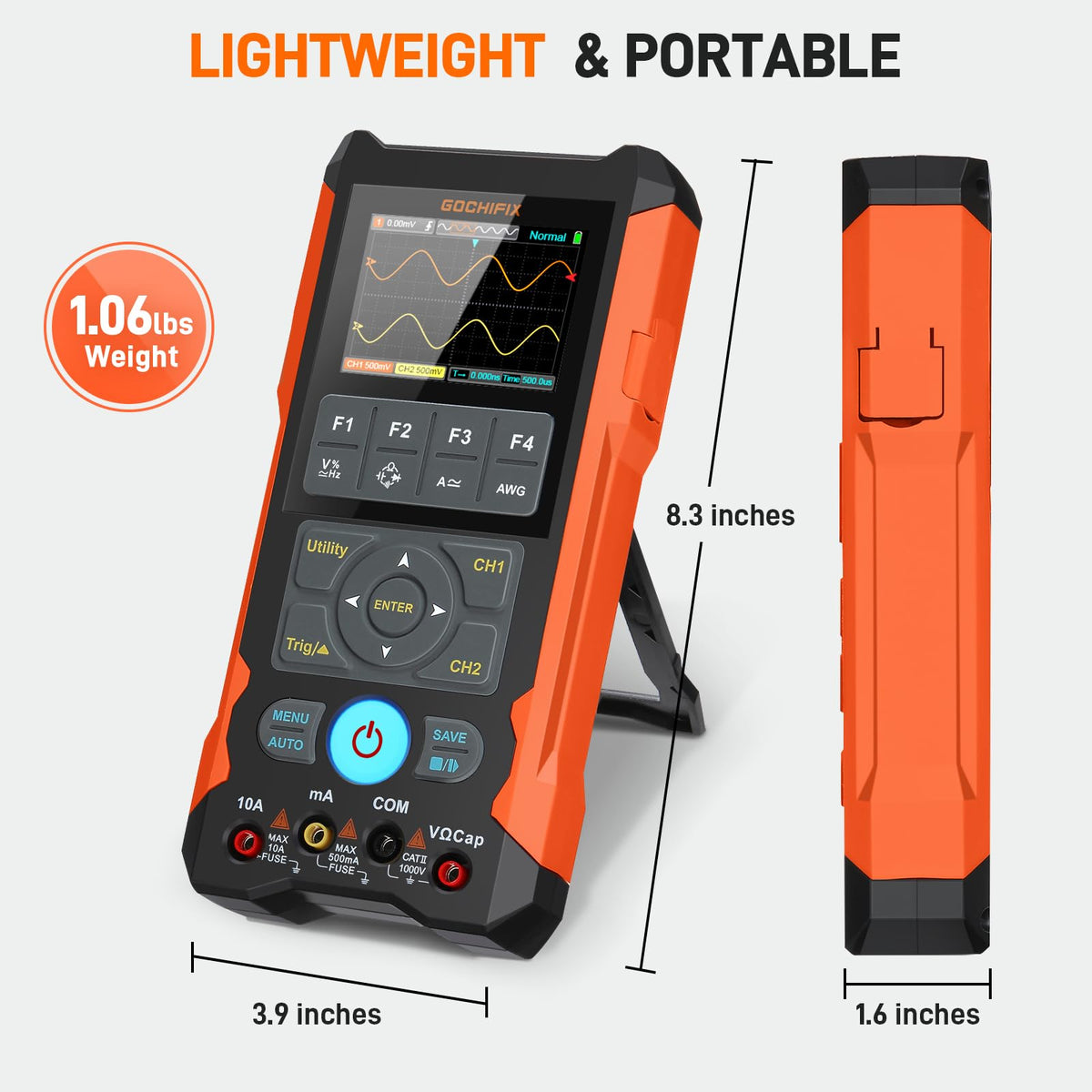 3-in-1 Handheld Oscilloscope Multimeter, 2-CH 80MHz 200MSa/s