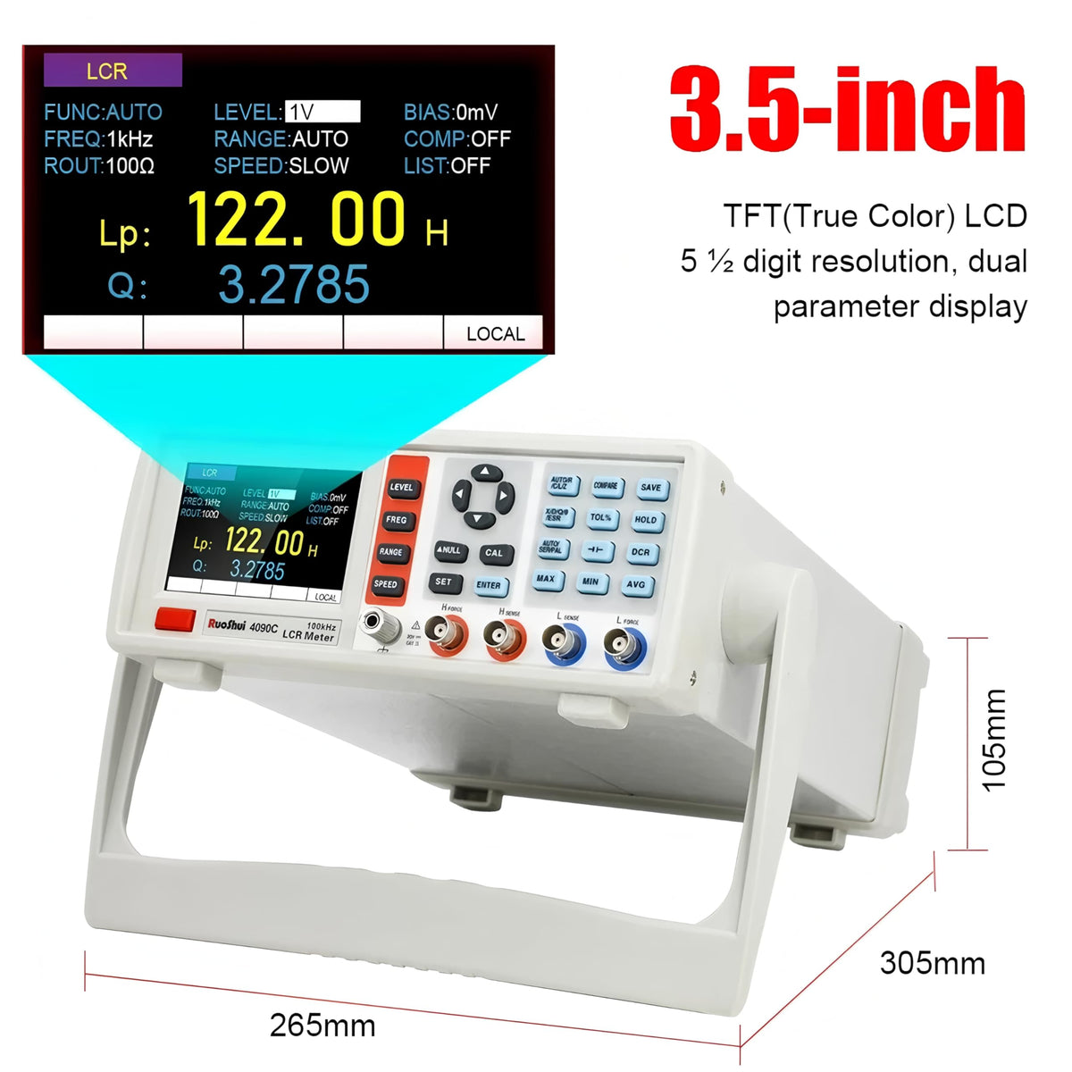 4090A/B/C 5 digit Digital Desktop Type Bridge LCR Meter RS232(or 485) 1500mV adjustable Analyzer(RUOSHUI 4090A)