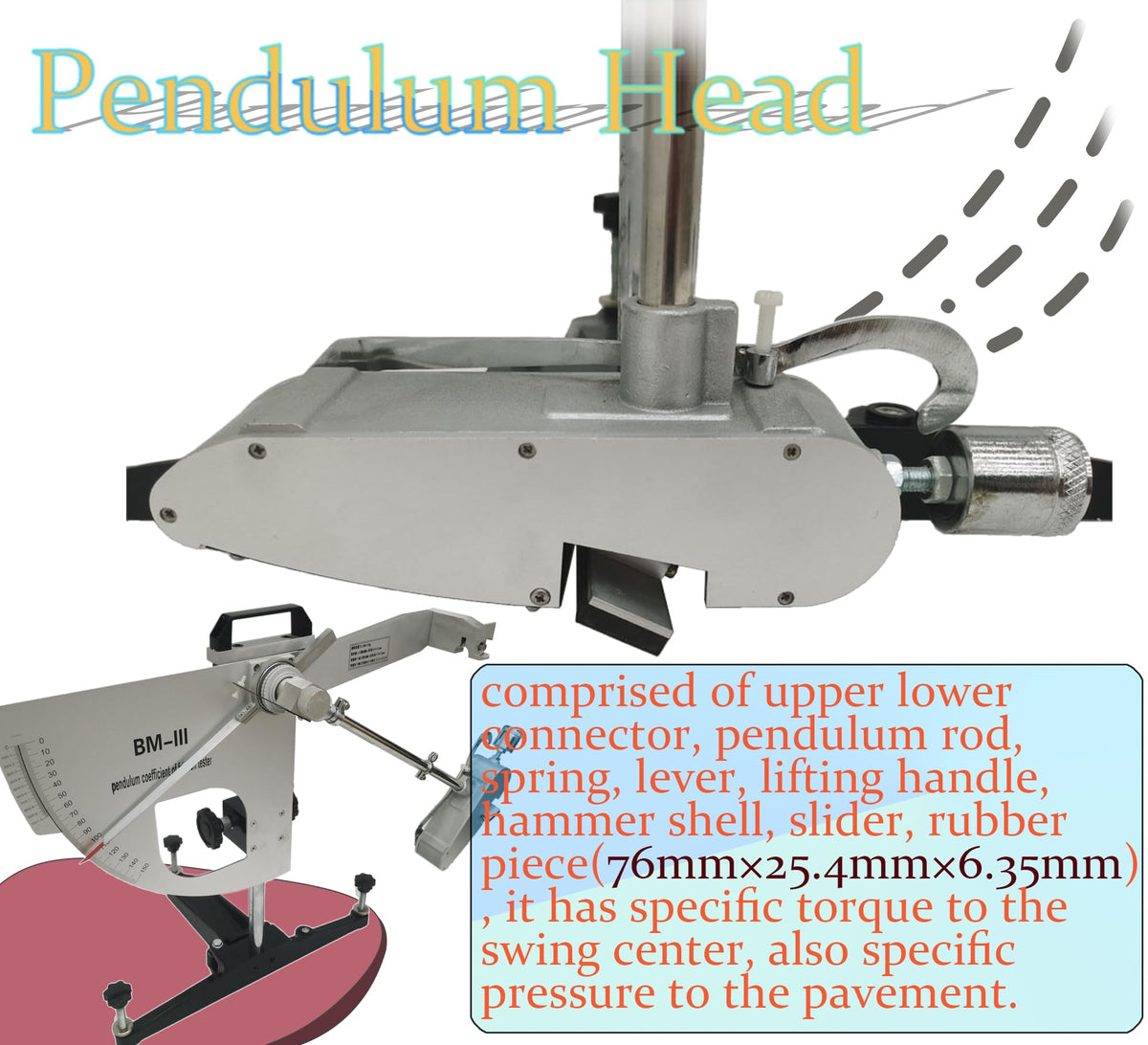 INTSUPERMAI Portable Pendulum Skid Resistance Tester, Pendulum Friction Tester, Road Friction Coefficient Measuring Instrument, Pendulum Testing Tool for Slip Resistance