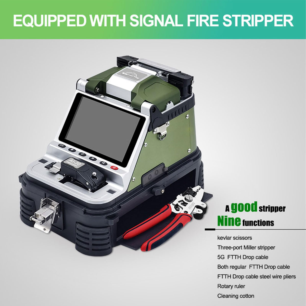 6 Motor Automatic Intelligent FTTH Fiber Fusion Splicer, 5 Inch LCD Screen SM&MM Fiber Optical Welding Splicing Machine Kit, Splicing 5S Heating 15S fusionadora de fibra optica(AI-30)