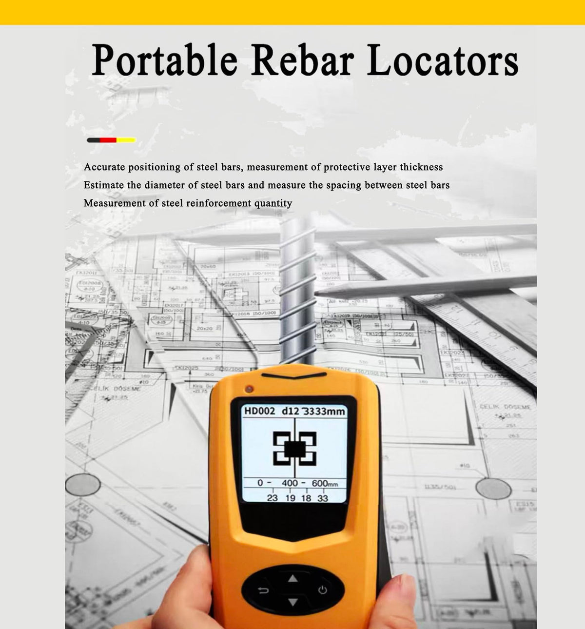 Rebar Detector Locator Integrated Concrete Rebar Scanner WithRange Φ1-120mm