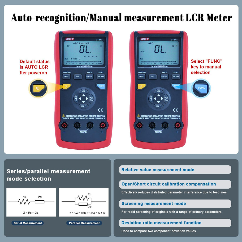 UNI-T UT612 Handheld LCR Meter, 20000 Counts Auto Check