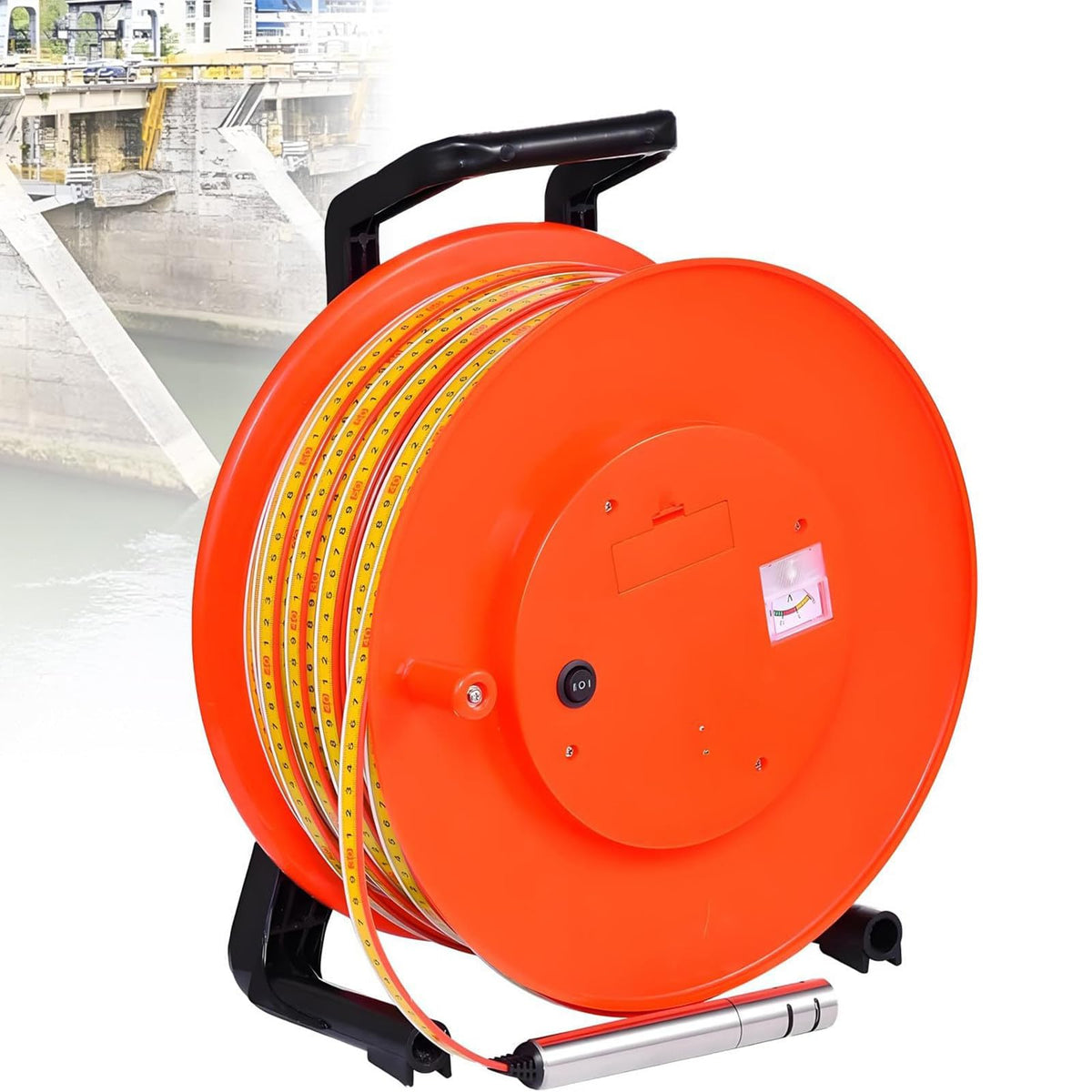 Stainless Steel Deep Well Water Level Gauge, 100M Borehole Measuring Device with Cable Reel, Accurate Groundwater Depth Measurement Tool