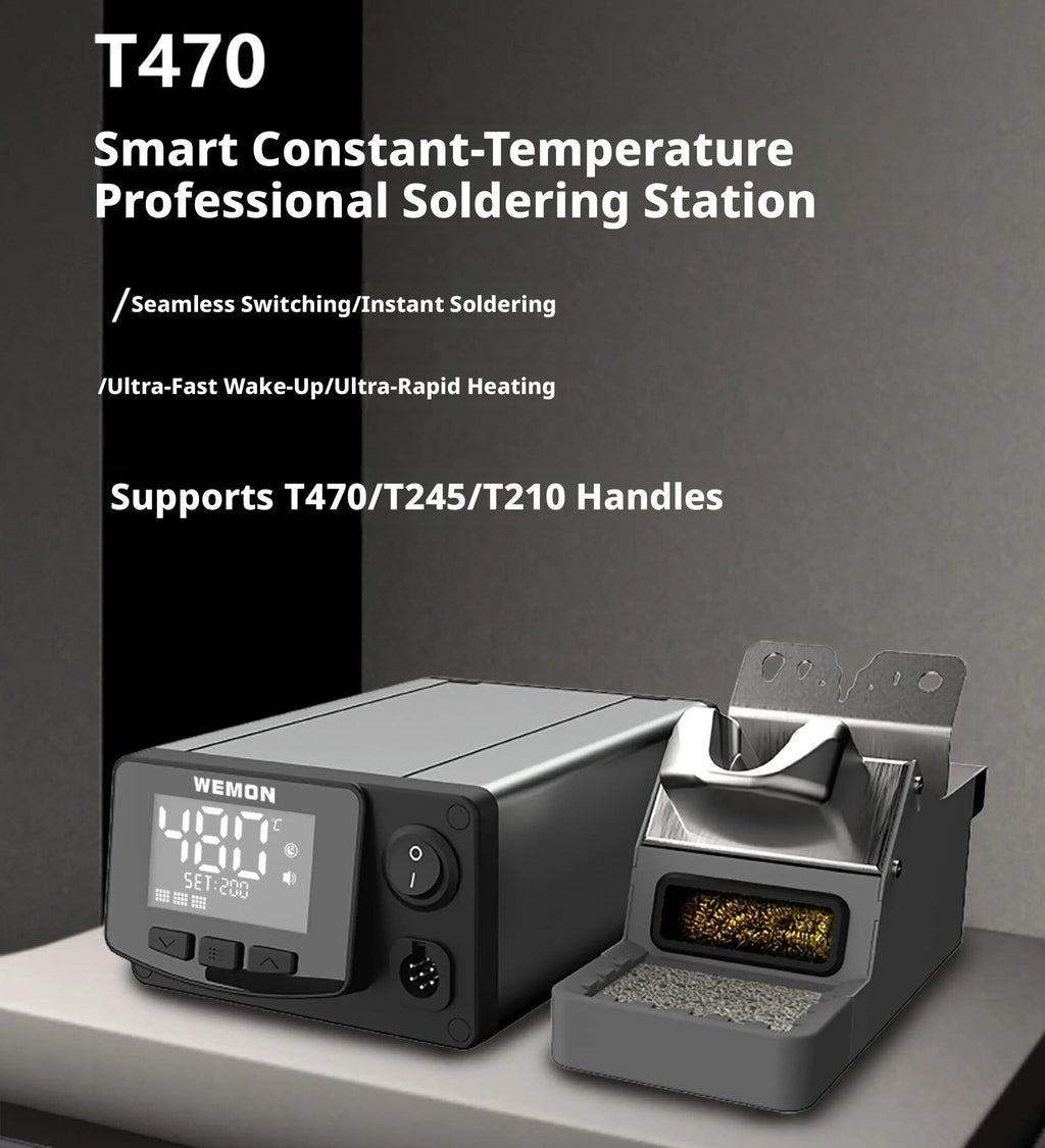 WEMON T470 400W High Power Soldering Station high Frequency Industrial Intelligent Soldering Iron Support T210 T245 Handle(T470-245+3Tips)