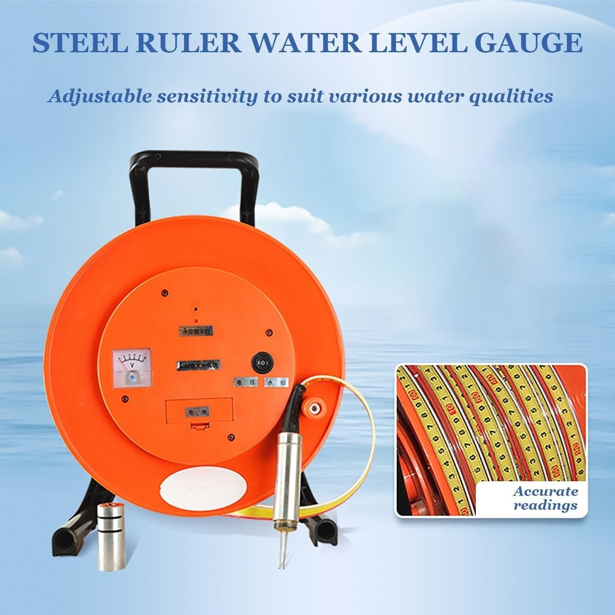 Water Level Meter with Stainless Steel Probe and Peak Display for Groundwater Monitoring(10m)