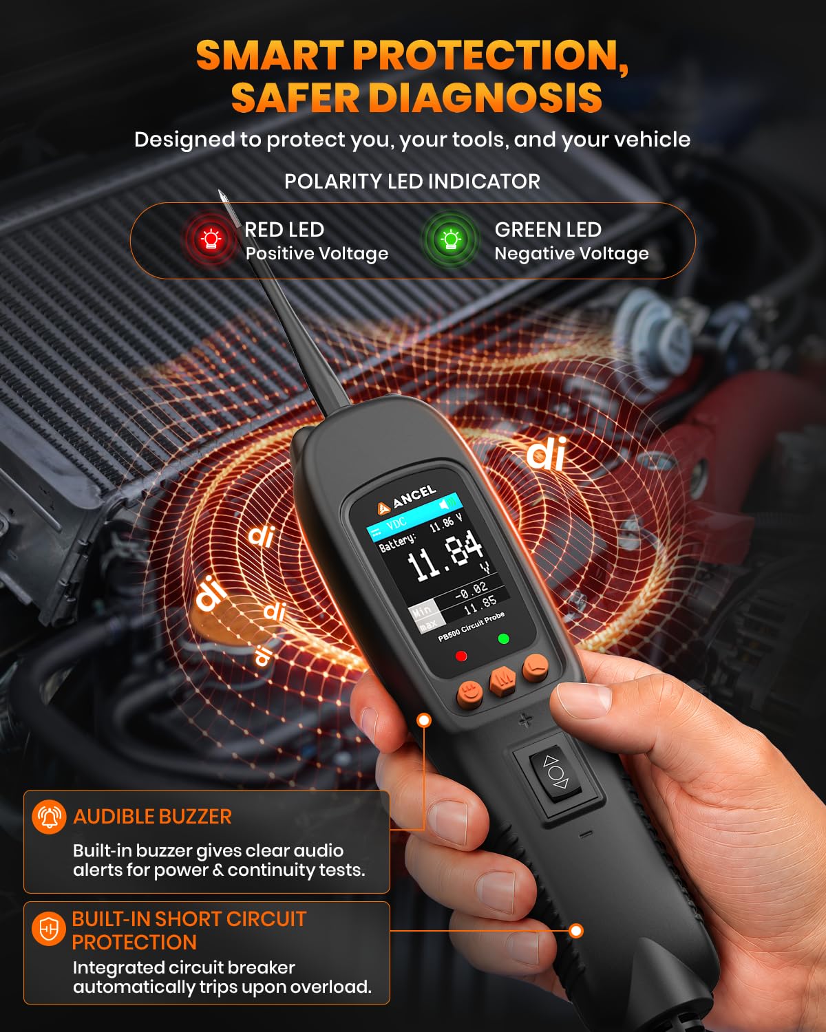 ANCEL PB500 Power Circuit Probe Tool, 12-24V Automotive Circuit Tester