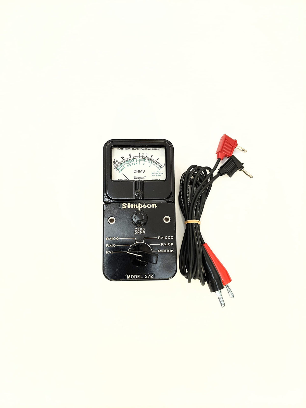 Simpson Electric 372-3 Ohmmeter, 0.2 to 50 MΩ, Part Number 12311, Black