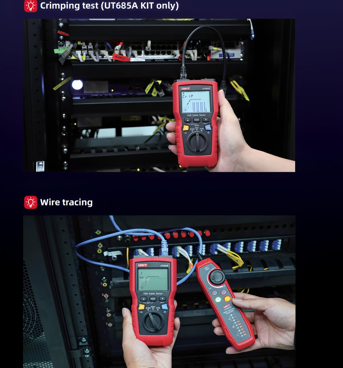 UNI-T UT685A KIT Network Cable Tester, RJ45 RJ11 with Tracker Function