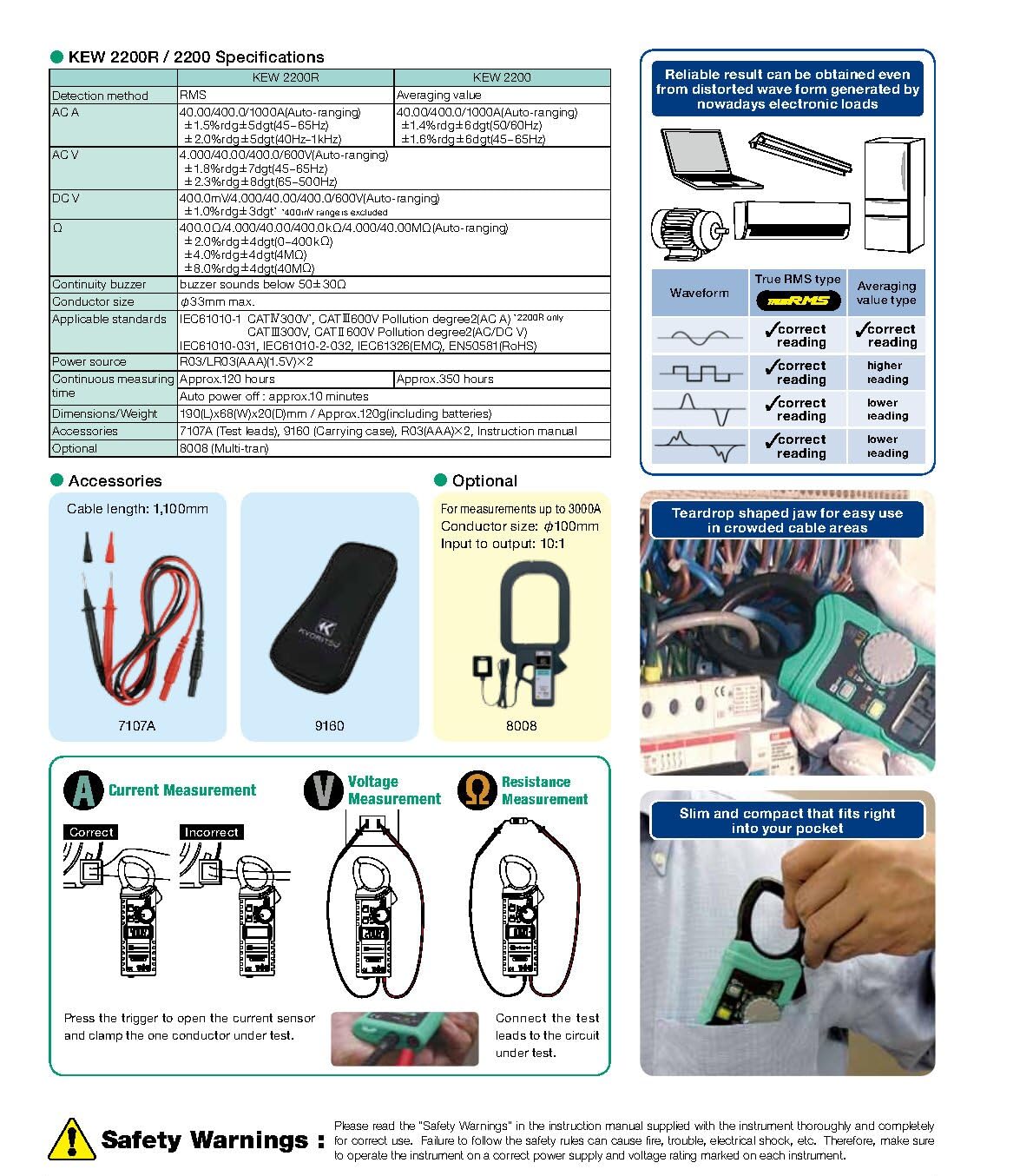 Japan Quality KYORITSU Digital Clamp Meters Multimeter 1000A Auto-ranging KEW 2002 2002R High Precision 0.01A Current Pliers Ammeter Voltmeter Resistance Frequency Tester(2002)