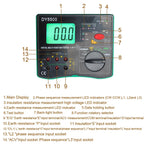 4-in-1 Digital Multimeter with Ground Earth Resistance Tester, Insulation Resistance Tester, Phase Sequence Detector & Voltmeter - 0.01Ω Resolution 600V AC/DC Voltage Measurement Auto-Ranging