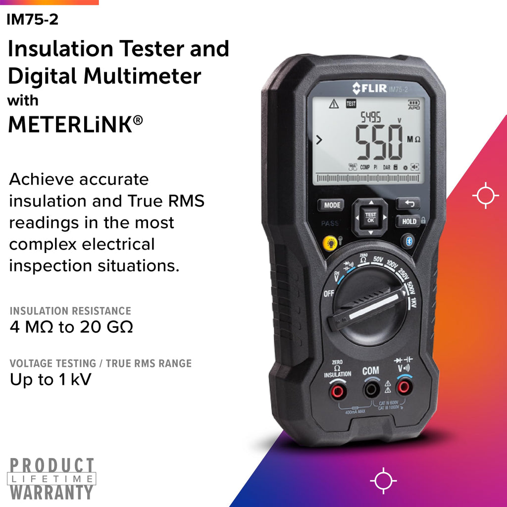 Flir IM75-2 Insulation Tester and Digital Multimeter, to 1kV