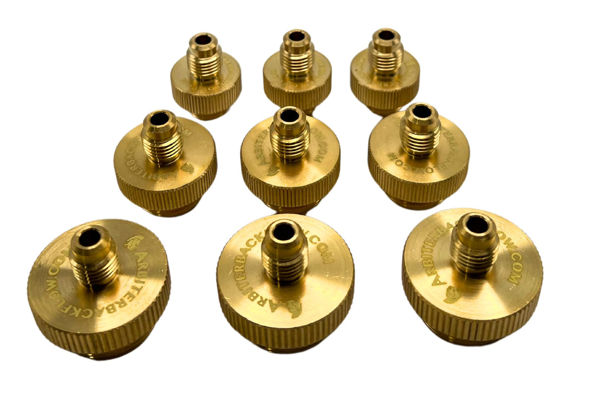 Arbiter Backflow Quick Connect Test Fittings (Brass, Complete Set of 9 Fittings in a Holder)