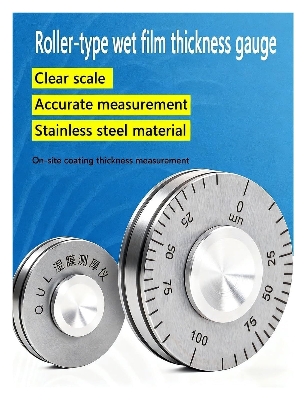 Wet Film Wheel Thickness Gauge Roller Type Wet Film Thickness Gauge Wheel Gauge for Coatings Paint Vanish Thickness(0—50um)