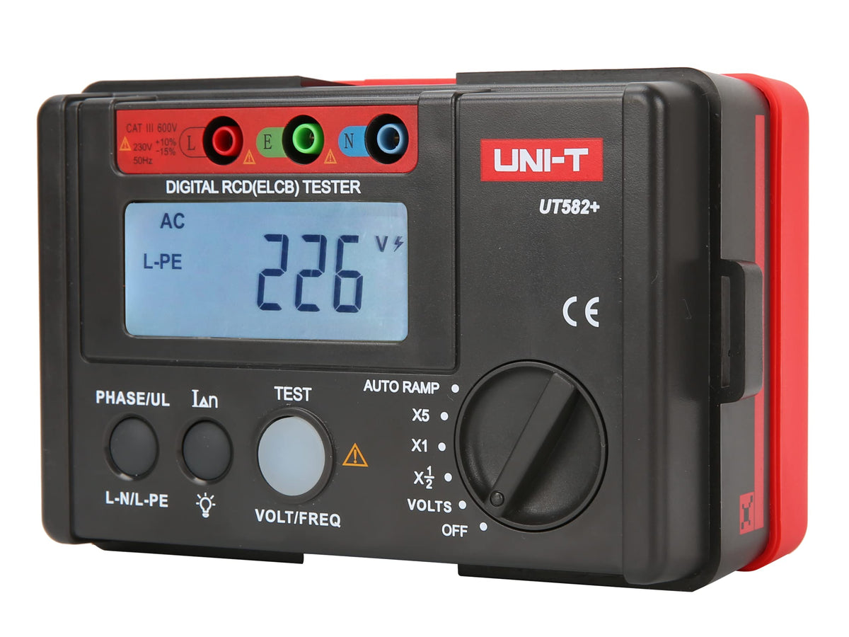 UNI-T UT582+ Digital RCD (ELCB) Tester AUTO RAMP Leakage Circuit Breaker Meter with Mis-Operation Buzzer