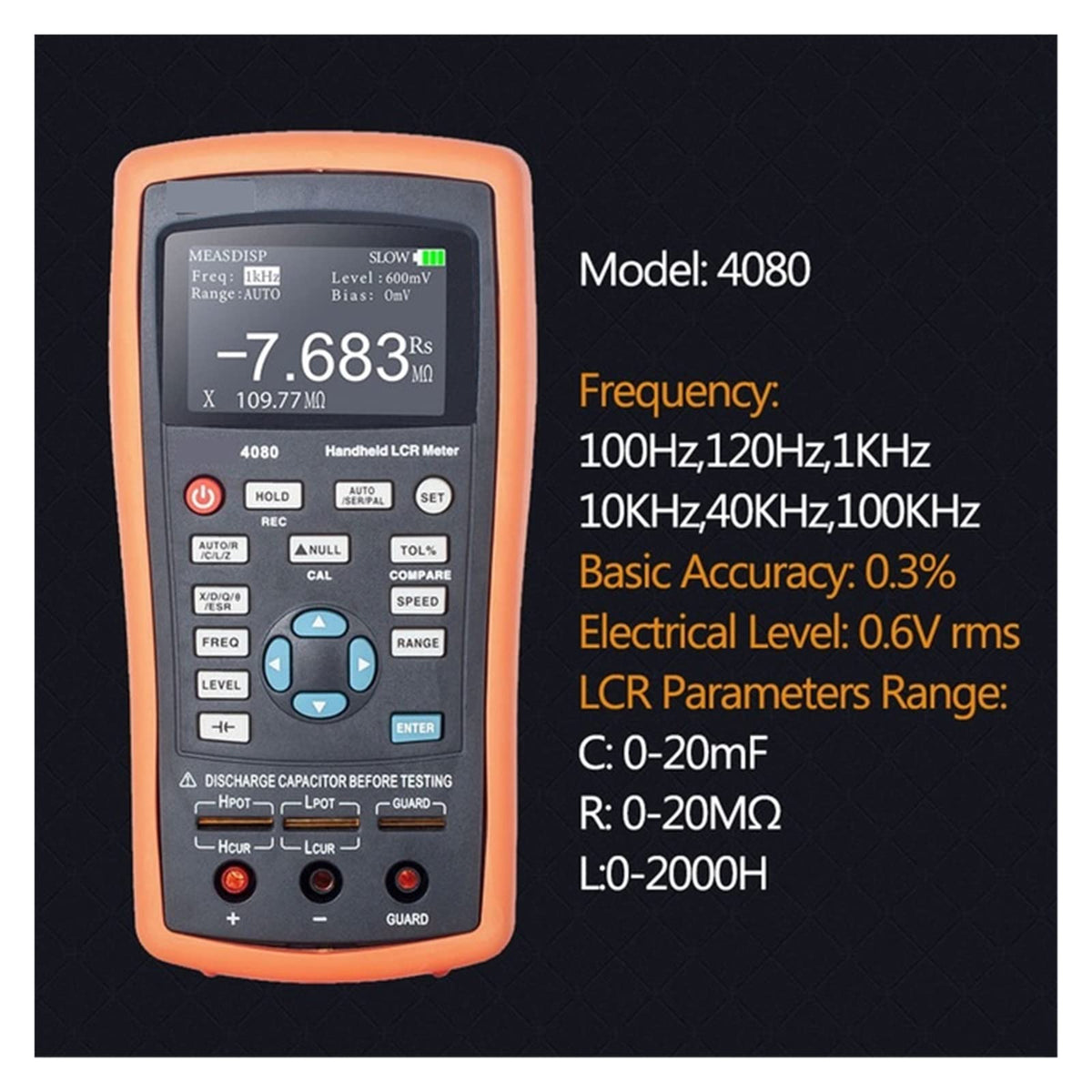 Portable Home Functional Testing Tools Digital Bridge Meter Multifunction 5 Digit Handheld LCR Capacitor Inductance Resistance Tester 100KHz DCR with USB