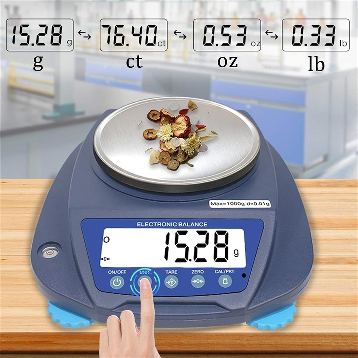 Digital Scale Analytical Balance 0.01g Accurate Electronic Scale for Laboratory Jewellery Shop Large Weighing Plates(600g)